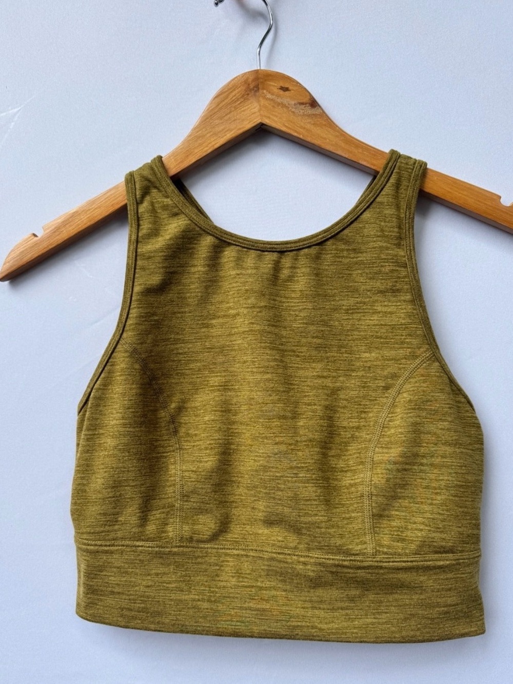 Olive Green High-Neck Crop Tank Top